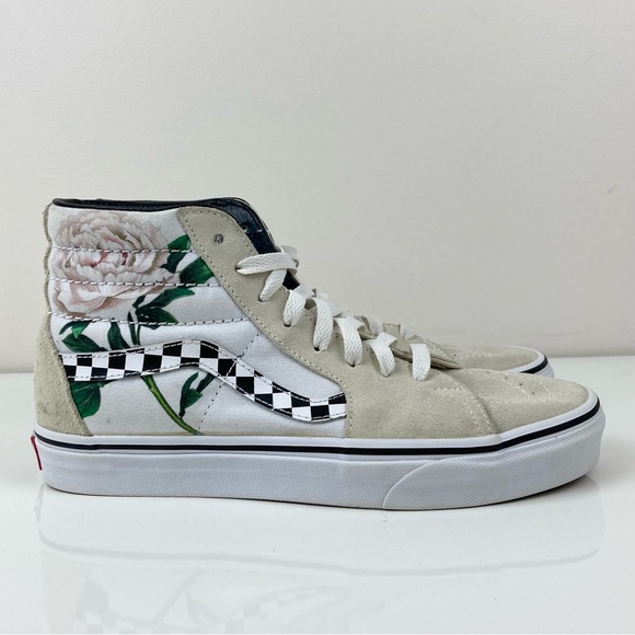 Vans Shoes - Vans Women’s Sk8-Hi “Checker Floral” White Cream Rose Skate Shoes Size 8.5